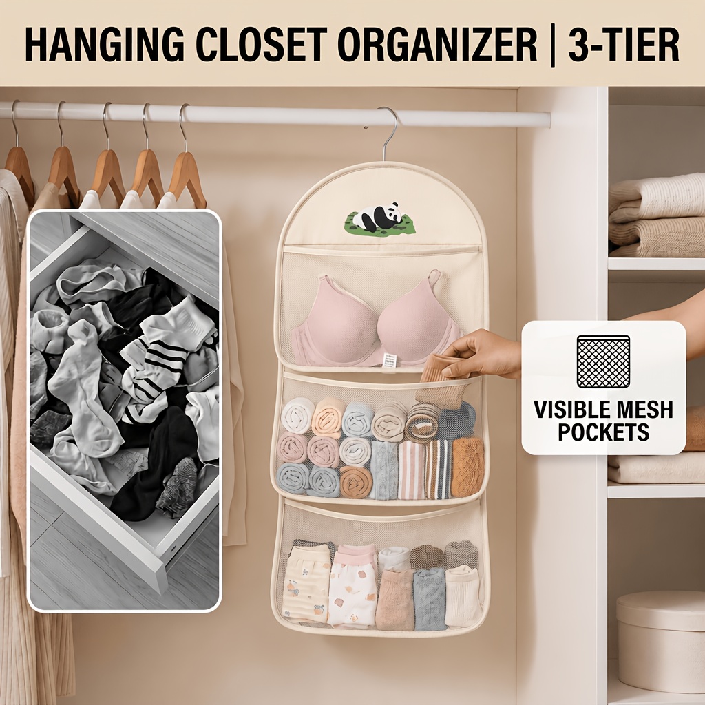 three tier hanging underwear and socks organizer transparent wall mounted multi layer clothes rack suitable for   and home use