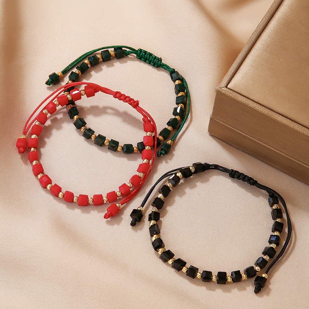 E-shop 3 Stück Bohemian Minimalistische Handgefertigte Perlenarmbänder, Glasperlenarmband für Damen Herren, Ideal für den , Partys als Geschenk für