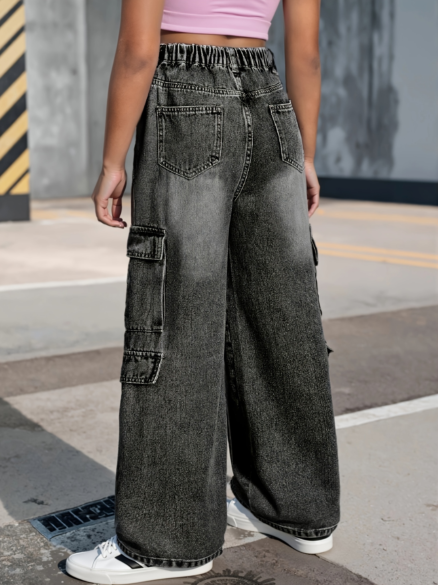 y2k cargo pants girls featuring a ash gray washed - Temu Nigeria