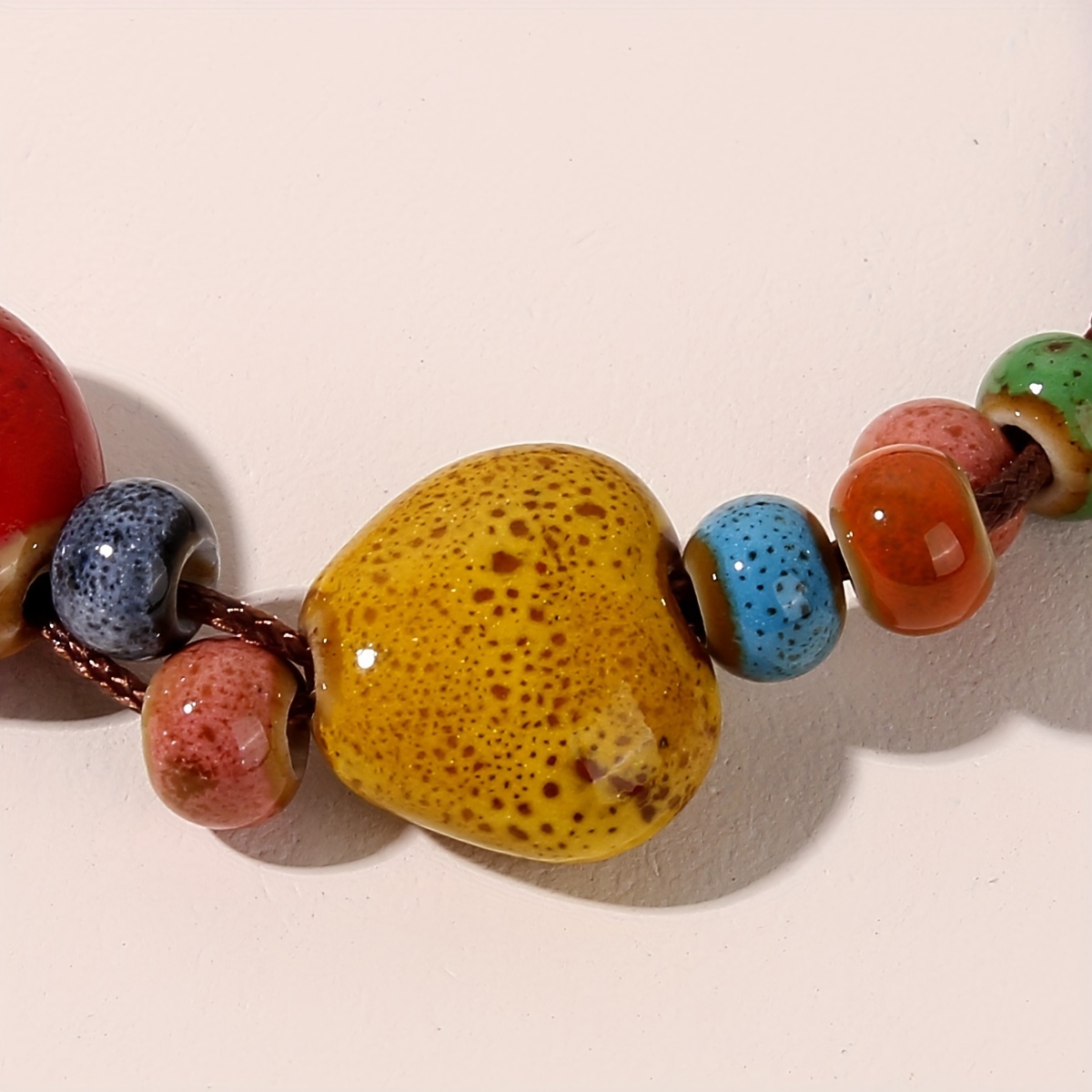 colorful love heart charm bracelet retro traditional chinese ethnic style colorful ceramic bead bracelet jewelry accessories details 6