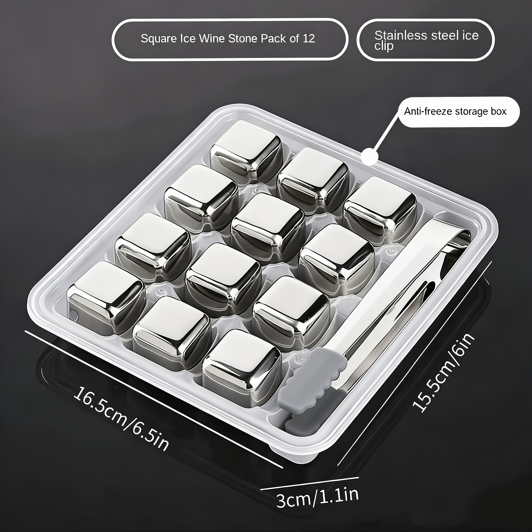 Image of 9/13 Stainless Steel Whiskey Cooling Stones, Reusable Drinking Ice Cubes, Men's Valentine's Day Gift Set, Ice Tartar Quickly Without Melting Or Diluting