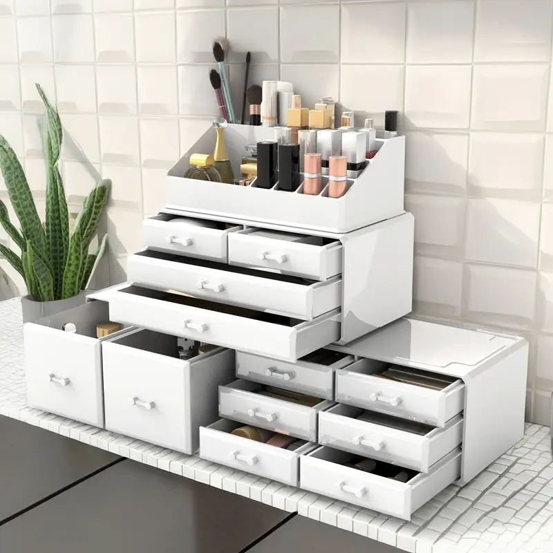 12 drawer 4 tier cosmetic storage box large capacity christmas decorative organizer jewelry and gifts display vanity bathroom dresser and countertop best for christmas Product details 4