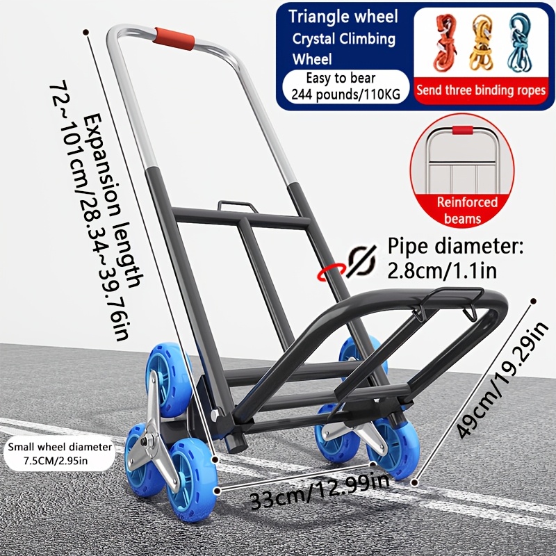 

3-angle Wheeled Stair Climbing Transport Vehicle For And , Hand Cart For Folding, Portable Cart For Hauling Goods, Household Luggage Trailer, Non Electric