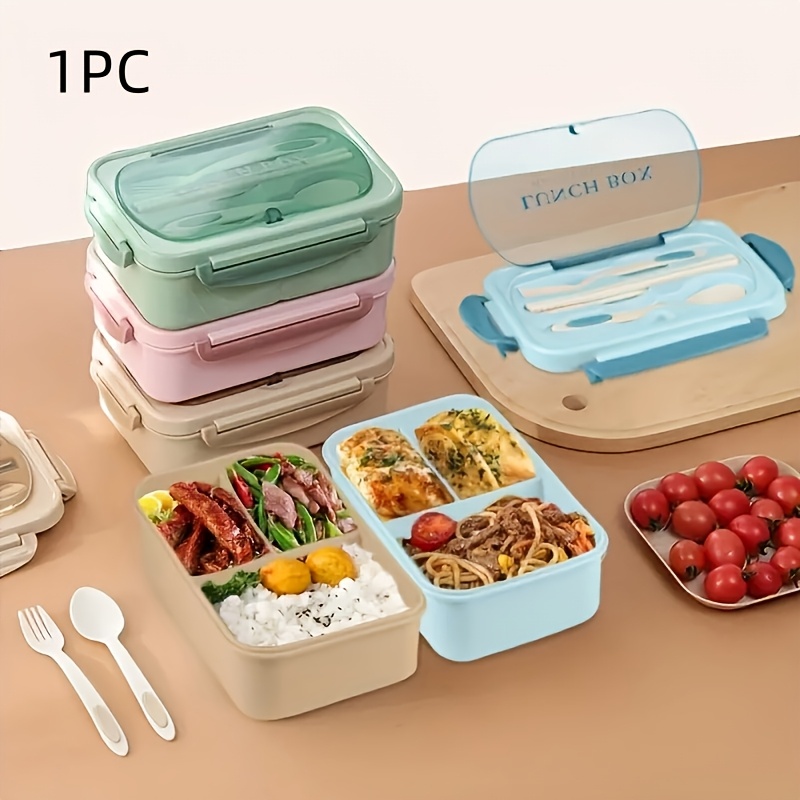 1pc, Practical and Versatile, Available in 4 Colors. A Leak-proof Lunch Box with Utensils Included,microwave-safe,Green Lunch Container Ideal for School, Work, or Outdoor Dining | Secure Locking Lid,back to School