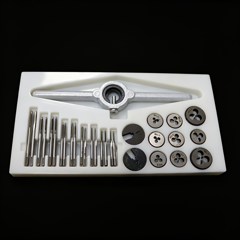Image of 30pcs Carbon Steel Tap And Die Set With Mini Hss Micro Wire Wrench, Metric Sizes M1-m2.5 - Durable Hand Tools For Threading Metal And Plastic, Ideal For Diy Projects And Small Engineering Works