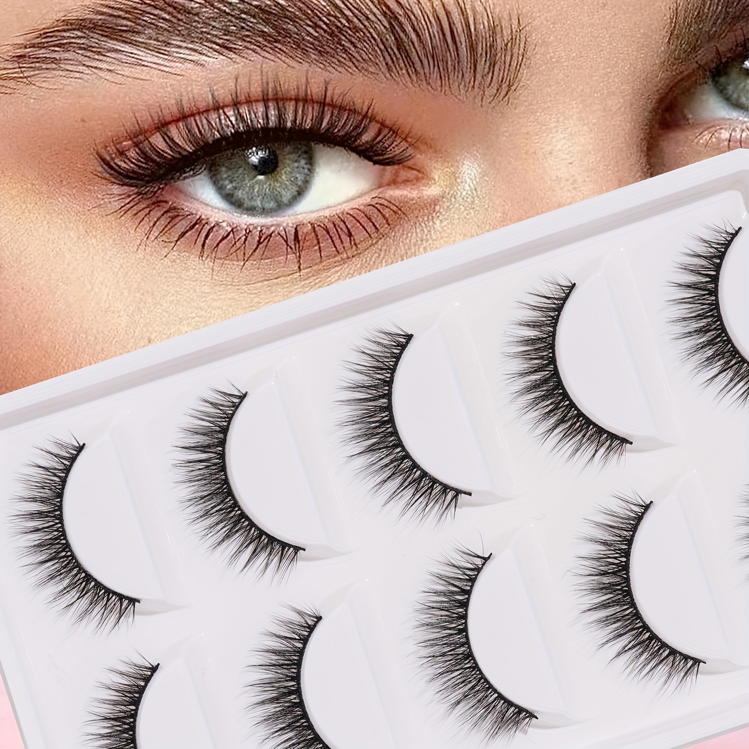 

5 Pairs Of Natural Cross False Eyelashes For Daily Commute, Fashion Party, Gathering 3d Three-dimensional Black Spaniel Eyelashes Ahh-ln80