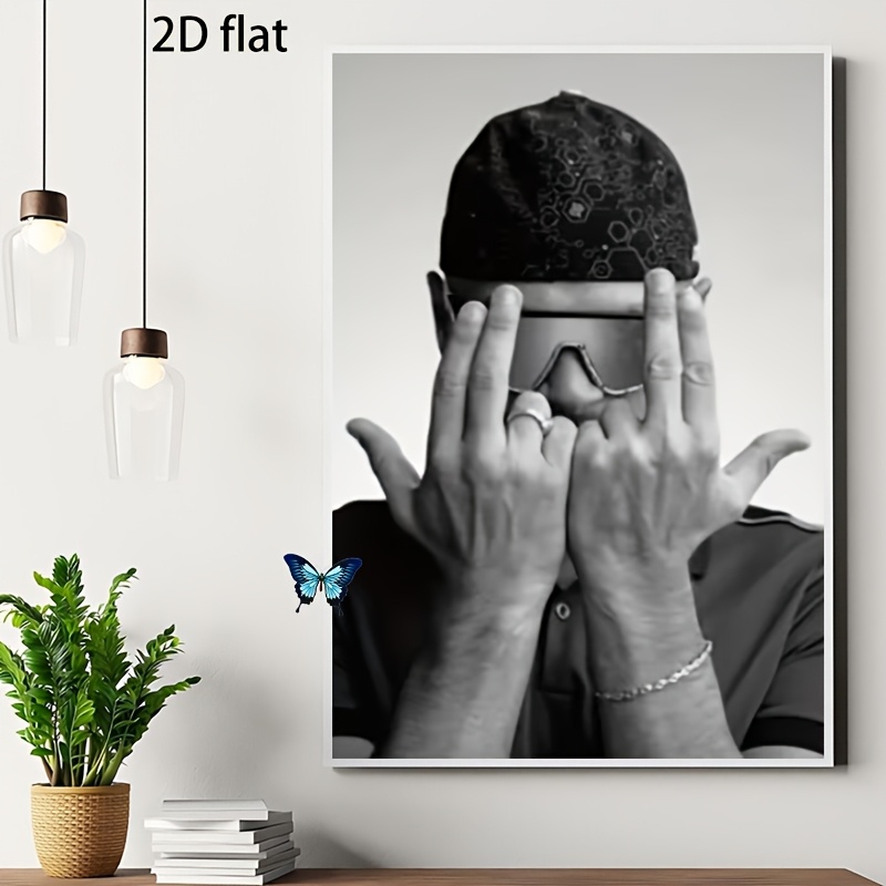 TEMU Affiche 2D Plate, 2D Plate, 1pc Cadre Moderne Hip- JUL - Portrait d'Artiste Musicien, Décoration Murale, Convient pour Salon, Chambre, Bureau -
