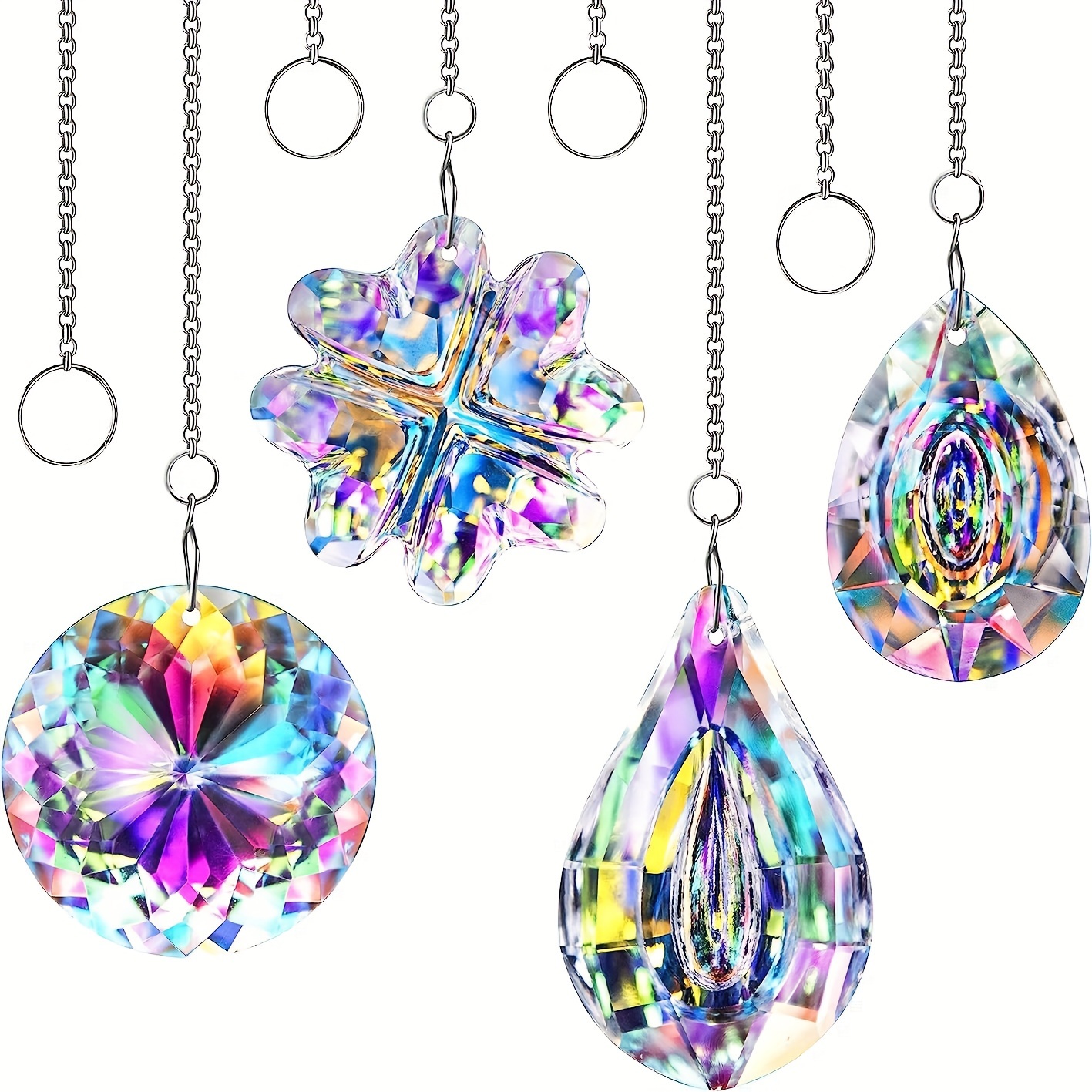 

4pcs K9 Crystal Pendant Prism Sun Catcher Window Hanging Light Catcher Crystal Faceted Prism Rainbow Pendant