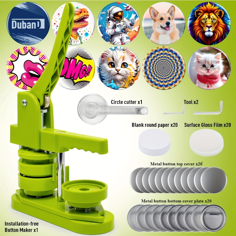 58mm Button Making Machine - Free Installation, Brooch Badge Press, Free 20pcs Button Parts, Picture, Round Cutter. Enhance Your !