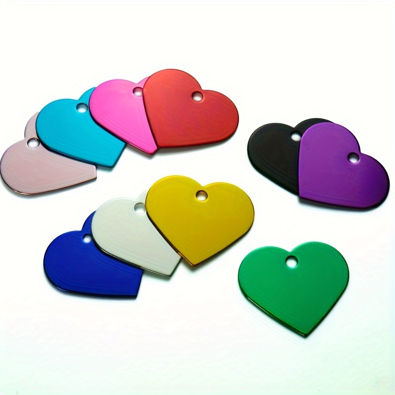 

10pcs/pack Assorted Colors Aluminum Heart Shaped Blank Tags For Stamping, Diy Pet Id Tags, Jewelry Charms, Keychain Accessories & Craft Decoration, Metal Stamping Tools Set