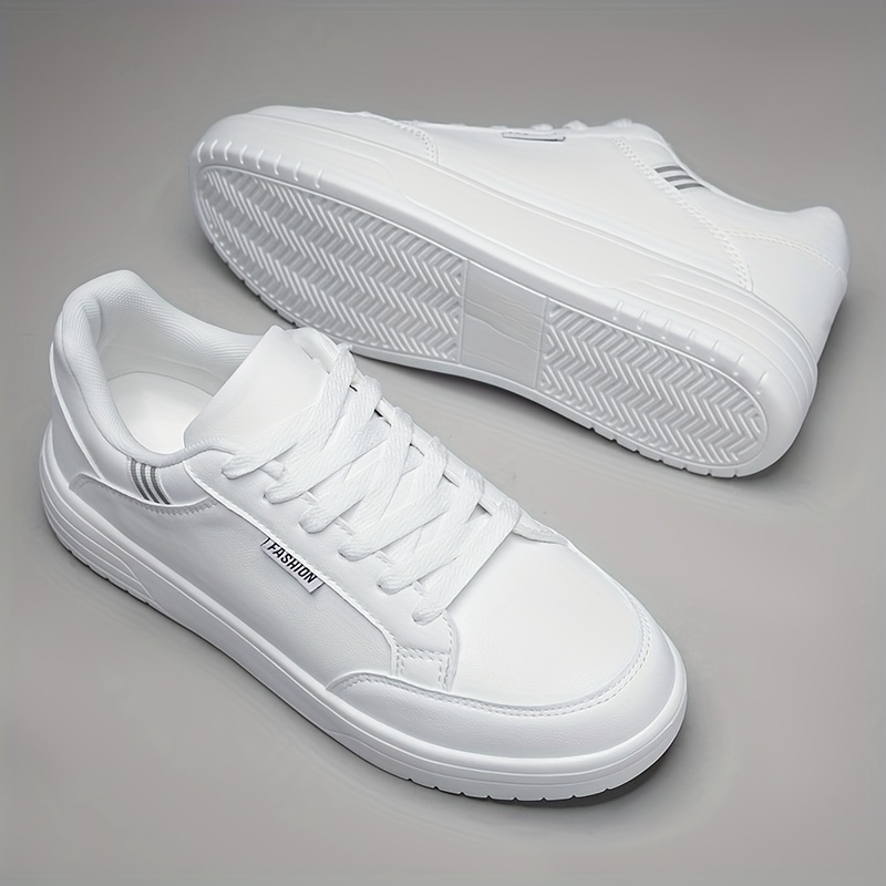 Zapatillas deportivas casuales y elegantes para hombre con un diseño de cordones adhesivos genial, zapatillas blancas versátiles y modernas
