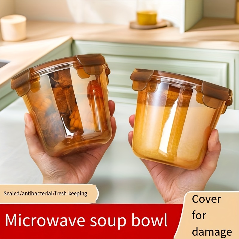 

Glass Soup Bowl With Lid: Microwave Safe, Outdoor Safe, And Leak-proof - Perfect For Office Lunches And Outdoor Picnics