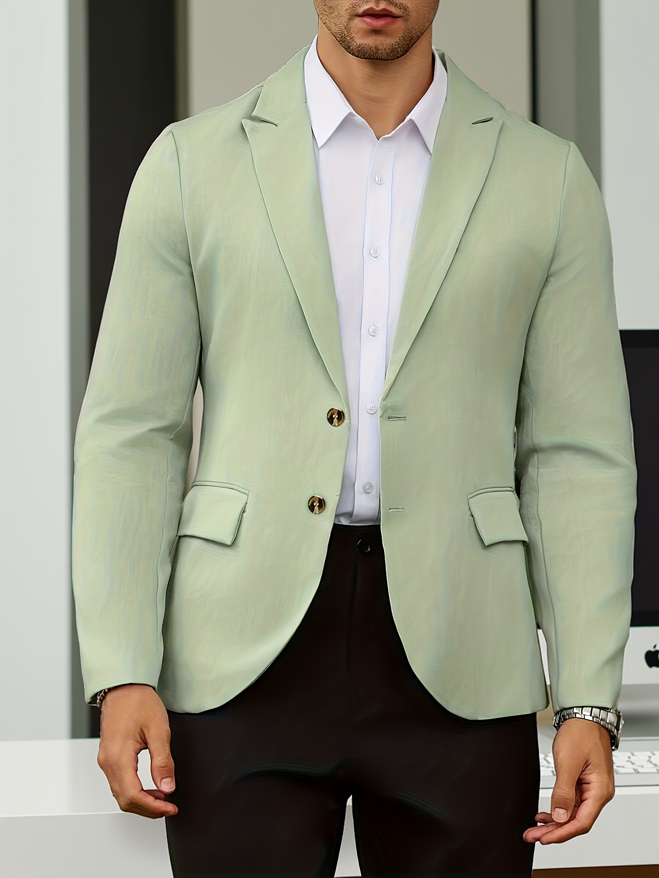 mens light green casual suit jacket Temu Germany