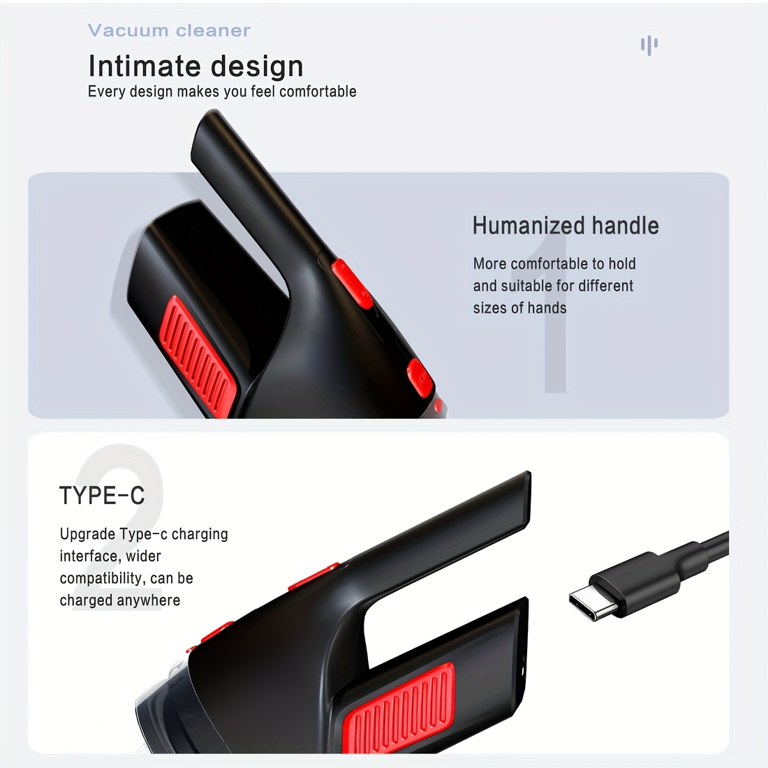 wireless convenient handheld car vacuum cleaner powerful suction kitchen floor cleaning supplies usb charging mini cleaning dust collector suitable for cars rv home office industrial sites and other   tools Product details 7
