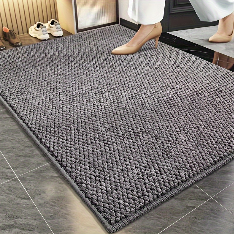 

Modern Minimalist Woven Non-slip, Quick-dry Absorbent Door Mat - & Stain-resistant Entryway Rug With Pvc Backing, Machine Washable Polyester Blend,