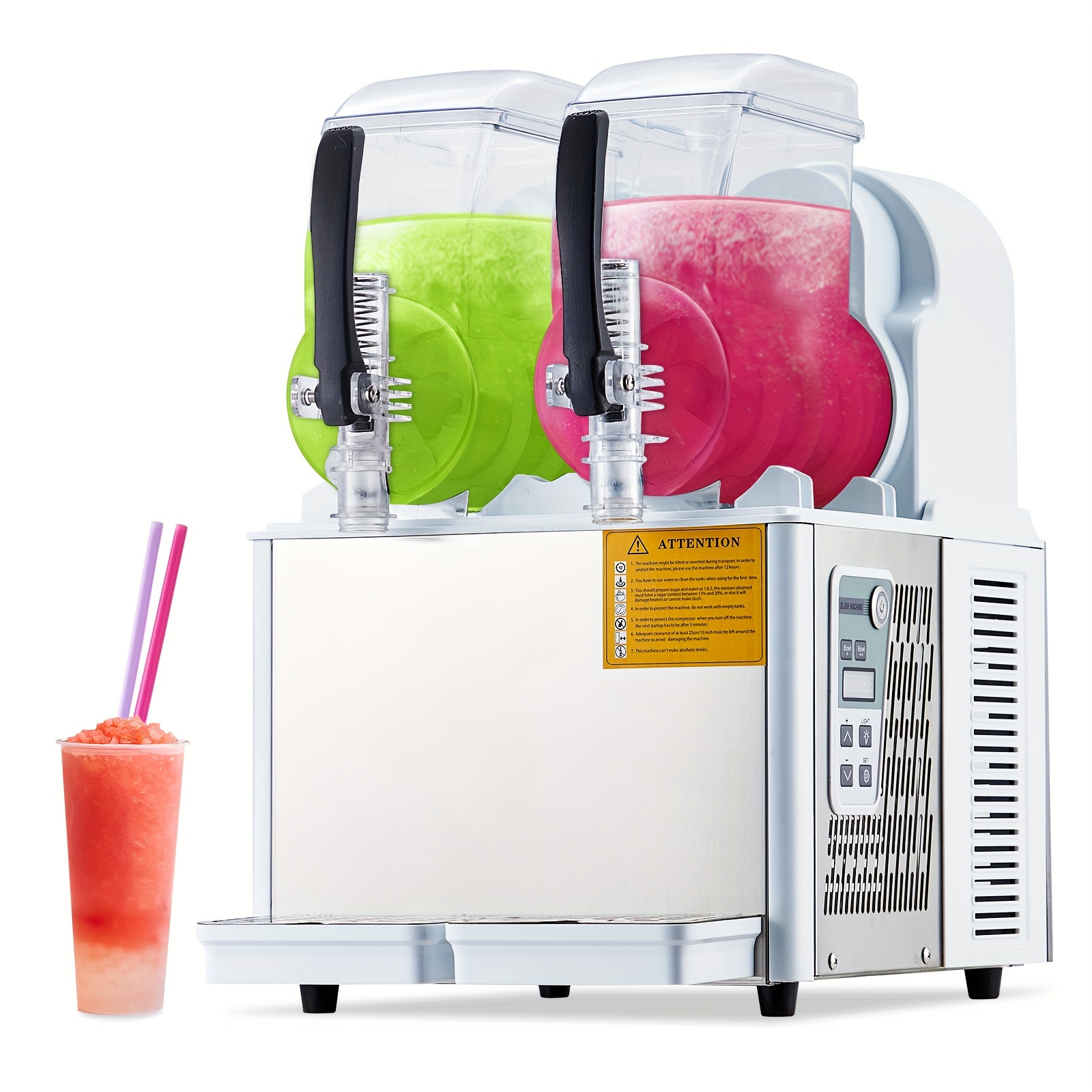 4lx2tank commercial slushie machine 370w stainless steel slushy machine for   drinks large capacity durable materials multi functional use Product details 3