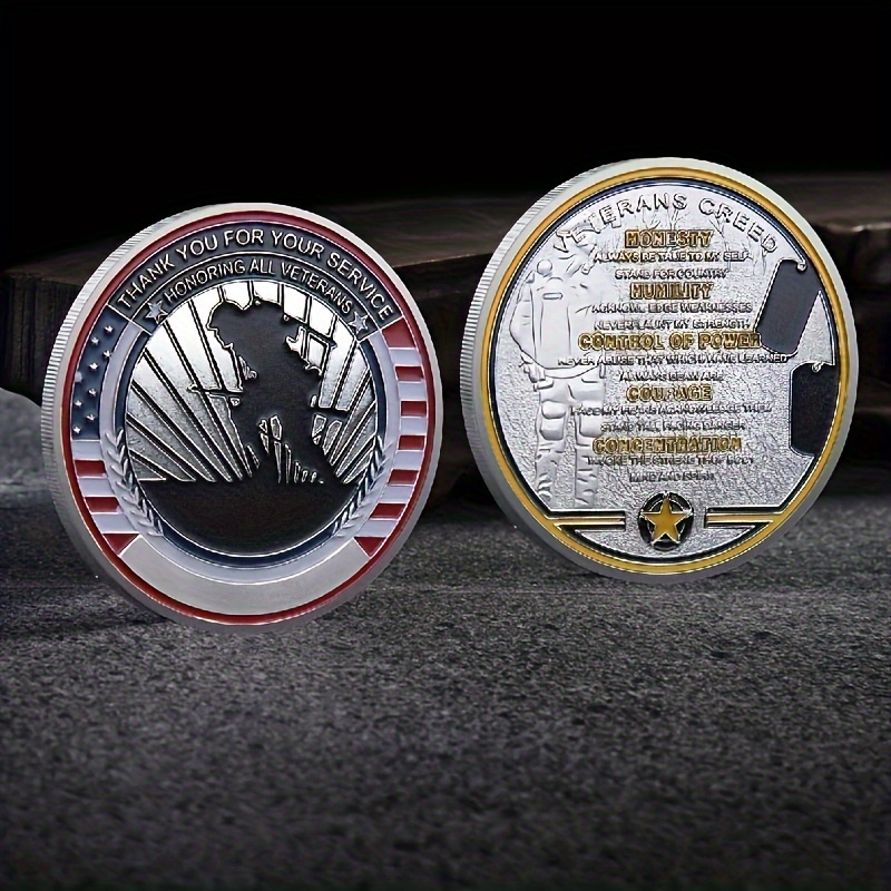 Classic Style Metal Military Challenge Coin Veterans - Temu