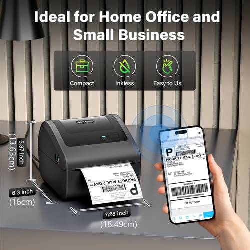 d450bt shipping thermal label printer inkless printer for shipping packages wireless 4x6 label printer for small business built in paper bin compatible with smartphones laptops