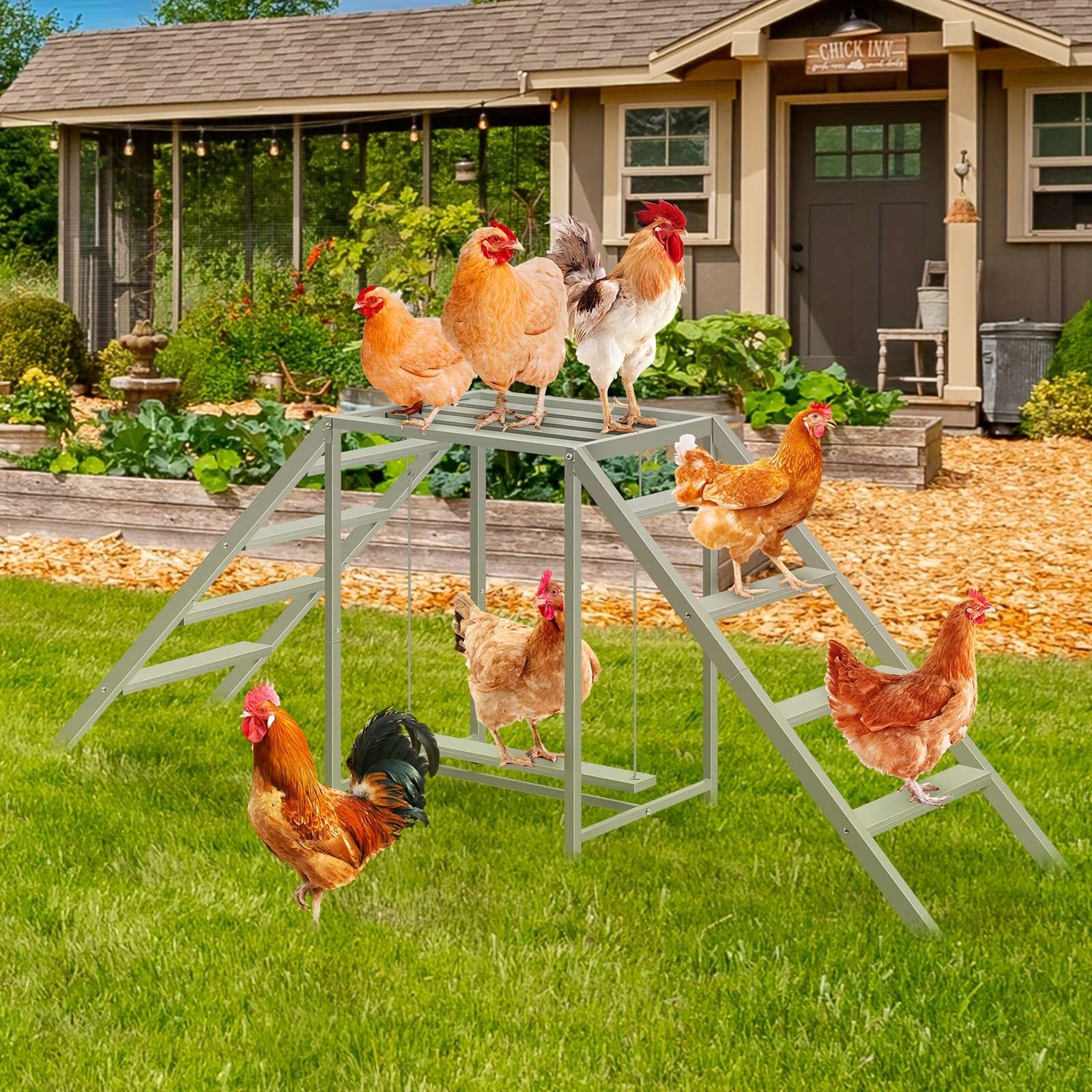 

Chicken With Swing, Chicken Roosting Bars, Accessories Toy, Chicken Coop, Wooden Chicken Ladder For Pet's , Sturdy And Easy To Clean, Suitable For , , Chicken Coop, Chicken House