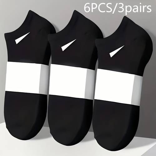 6 sztuk/3 szt męskich, wytrzymałych skarpet do łodzi z poliestru - gruba podparcie łuku , łatwy sportowy design, czarne/białe/szare - odpowiednie do noszenia na co dzień specjalne okazje, fitness