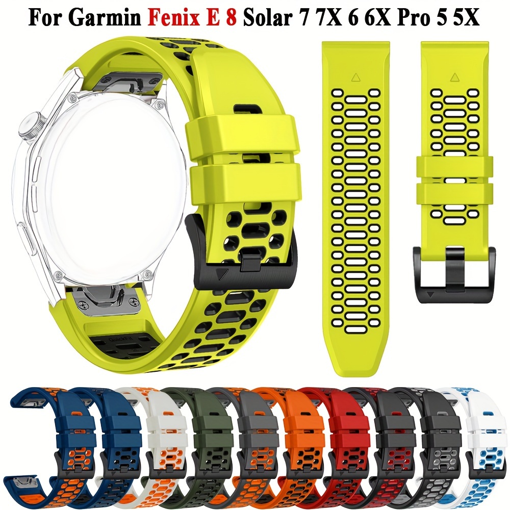 

Bracelet Sport en Silicone Quick-Fit pour Garmin Fenix 8, E, 7X, 6X, Solar, 7, Pro Gen 2 - Respirant & Étanche, Convient aux Modèles de 51mm/47mm