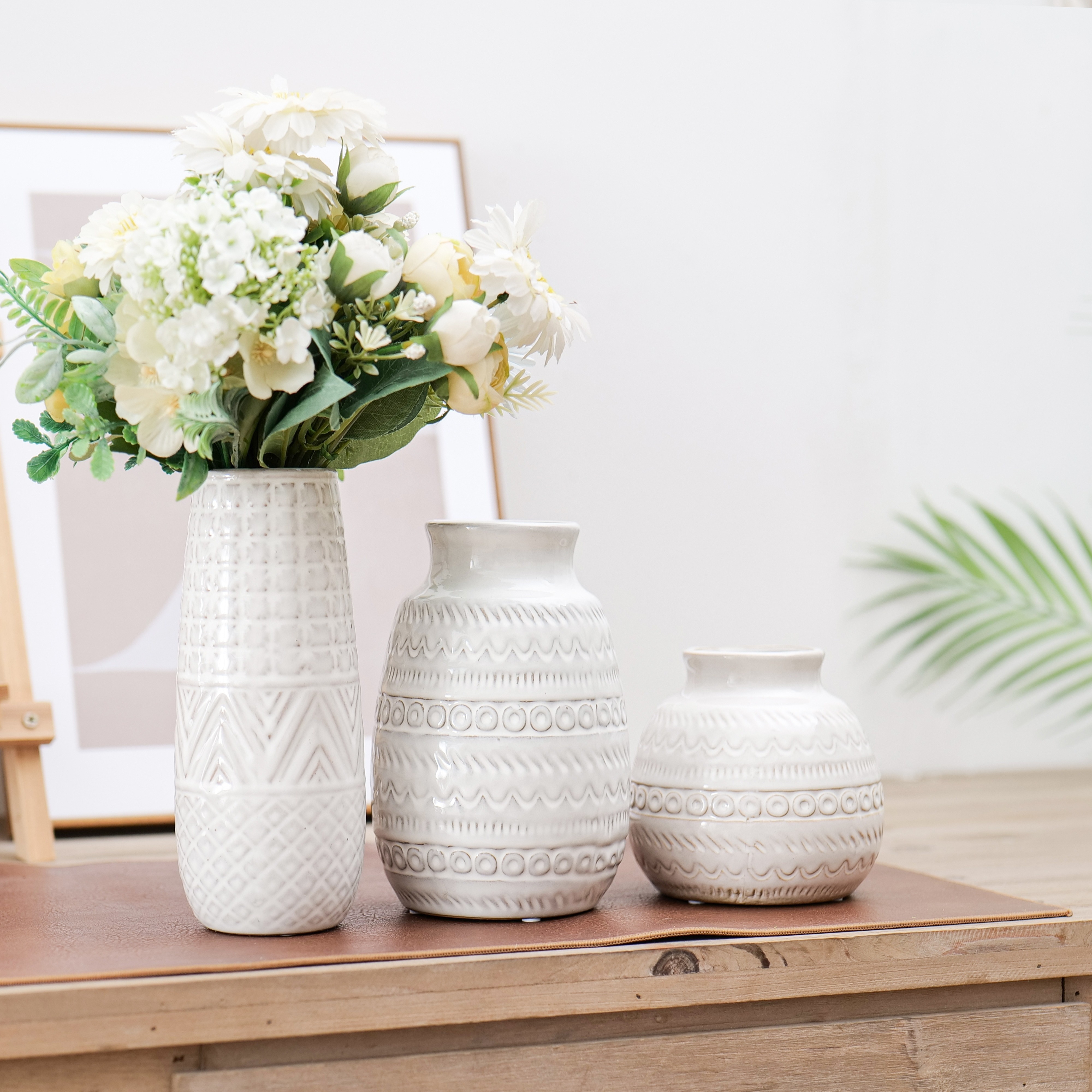 White Ceramic Vase Home Decoration Boho Vase Living Room - Temu Canada