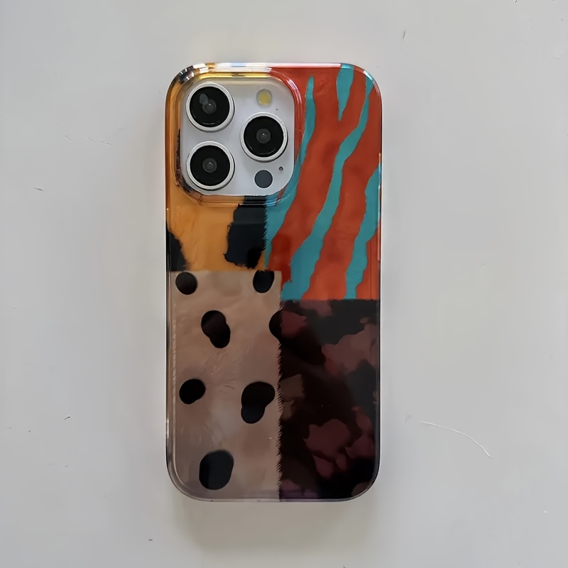 E-shop Handyhülle: Handyhülle mit Leopardenmuster, vierfarbigem Patchwork, Polka-Dots, , Tigerstreifen-Muster, passend für iPhone 12 13 Pro, glänzende