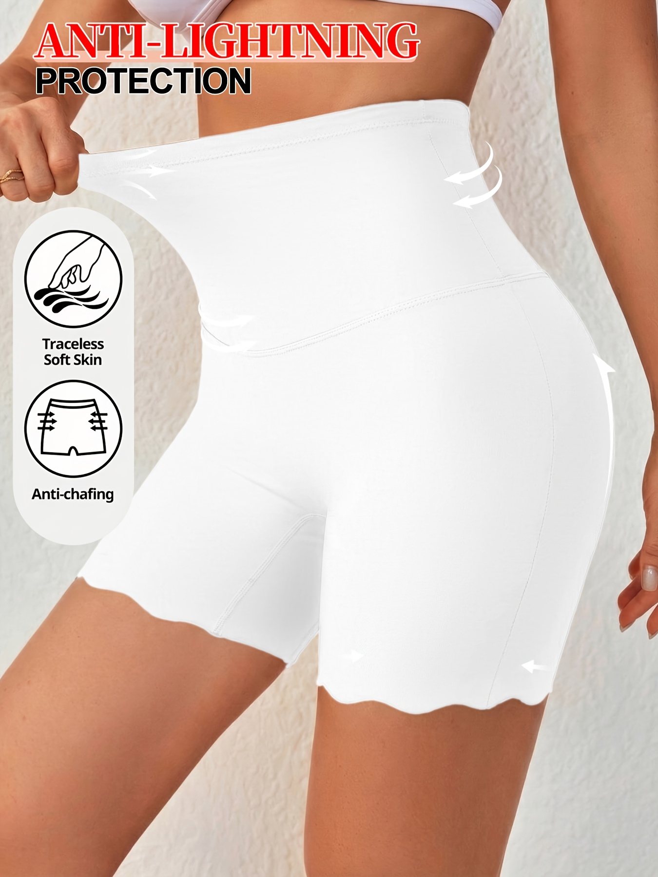1pc high waisted seamless tummy control womens   fabric cooling shaping briefs anti chafing safety underwear