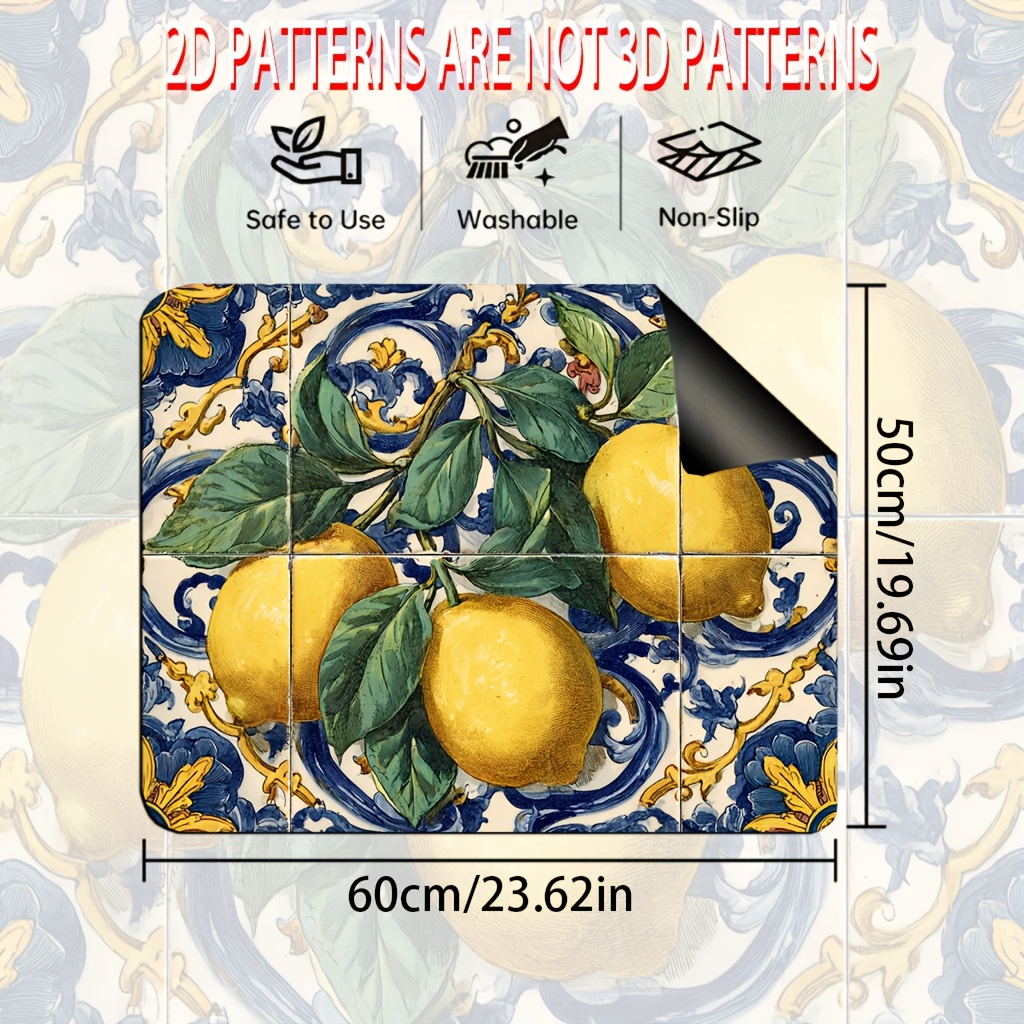 TEMU 1 pezzo Tappetino Copri Stufa per //Protezione Piano Cottura, Protettore Piano Cottura Vintage Sicilia Limone in Vetro, Poliestere Durevole a