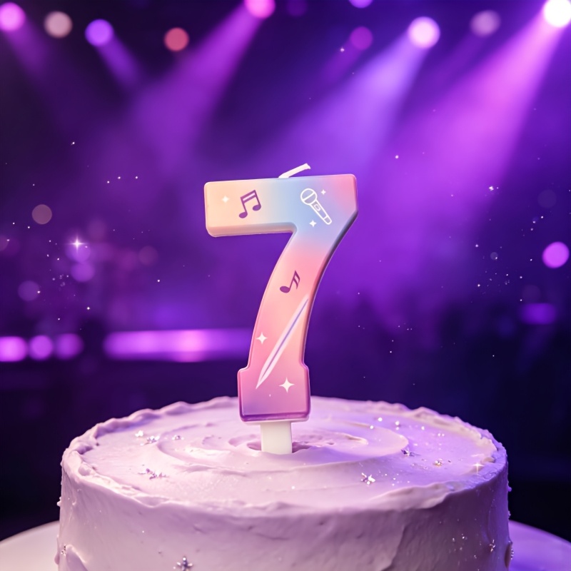TEMU 1pc Birthday Number Candle With Musical Note Pattern, Creative Colorful Combination, Beautiful Cake Decoration , Cake Top Decoration, For
