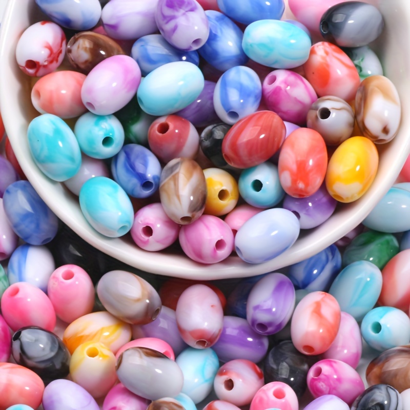 

50pcs 8x12mm Mixed Color Creamy Gradient Oval Acrylic Beads For Making - Ideal For Handcrafted Necklaces, Bracelets & Earrings