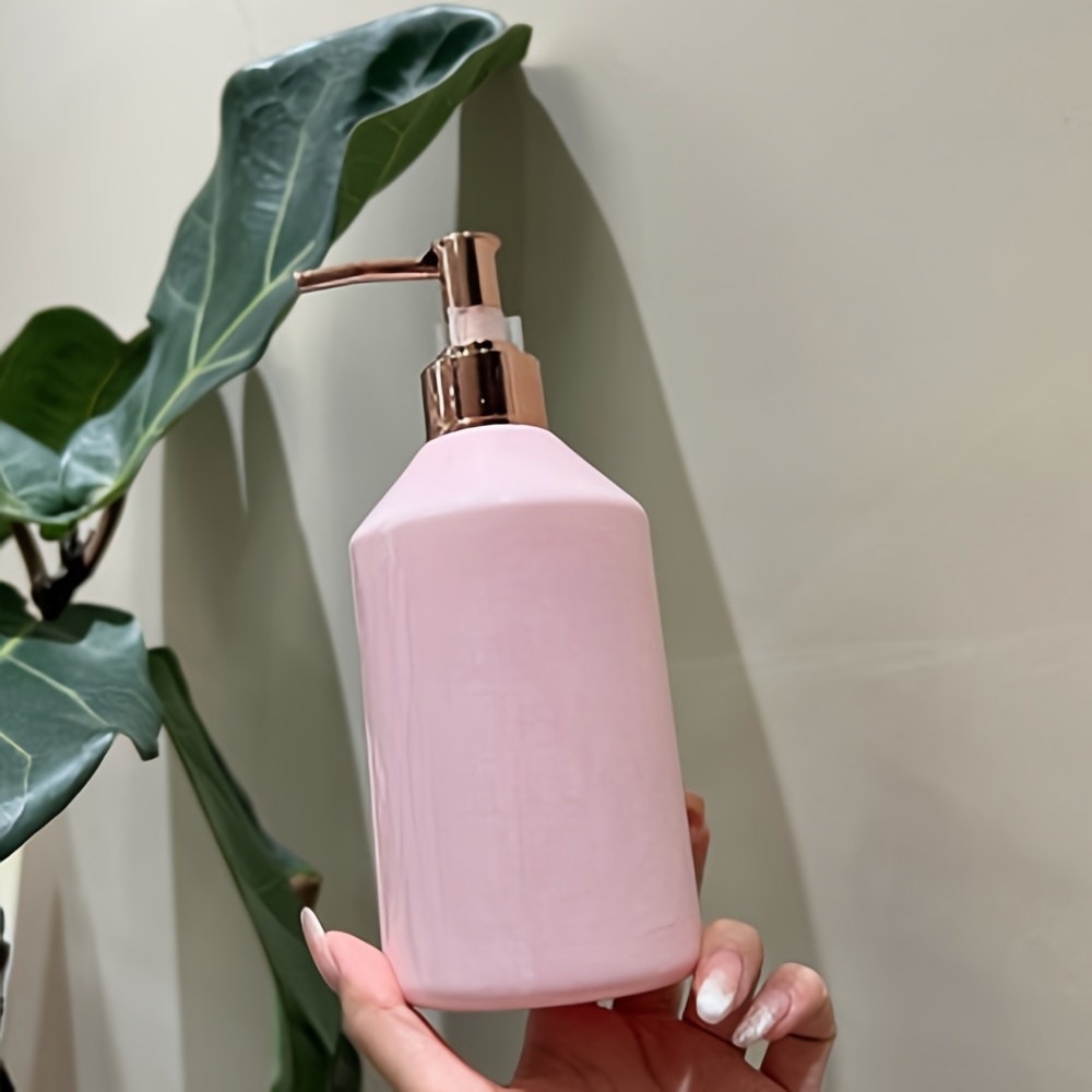 Image of 1pc, Pink Refillable Plastic Dispensing Bottle, 500ml / 16oz, Waterproof Label For Shampoo, Conditioner, Body Wash, Lotion, Cosmetic Containers - , Bathroom Essentials