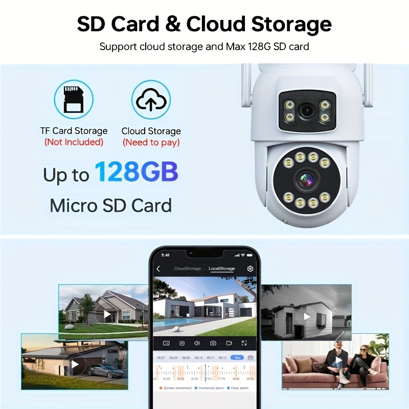 Innovative Design, Smart Dual-Camera Security System - WiFi Enabled, Two-Way Audio, Smartphone & Tablet Compatible, No Battery Needed - Perfect for Home, Office, School, or Shop Surveillance (SD Card Not Included) details 4