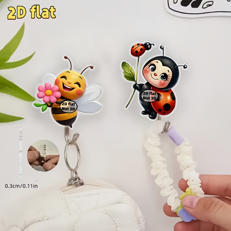 TEMU Set ganci ausiliari 2D, decorazione con gancio autoadesivo con motivo e , per cucina, bagno, decorazione della , stoccaggio sospeso, ganci