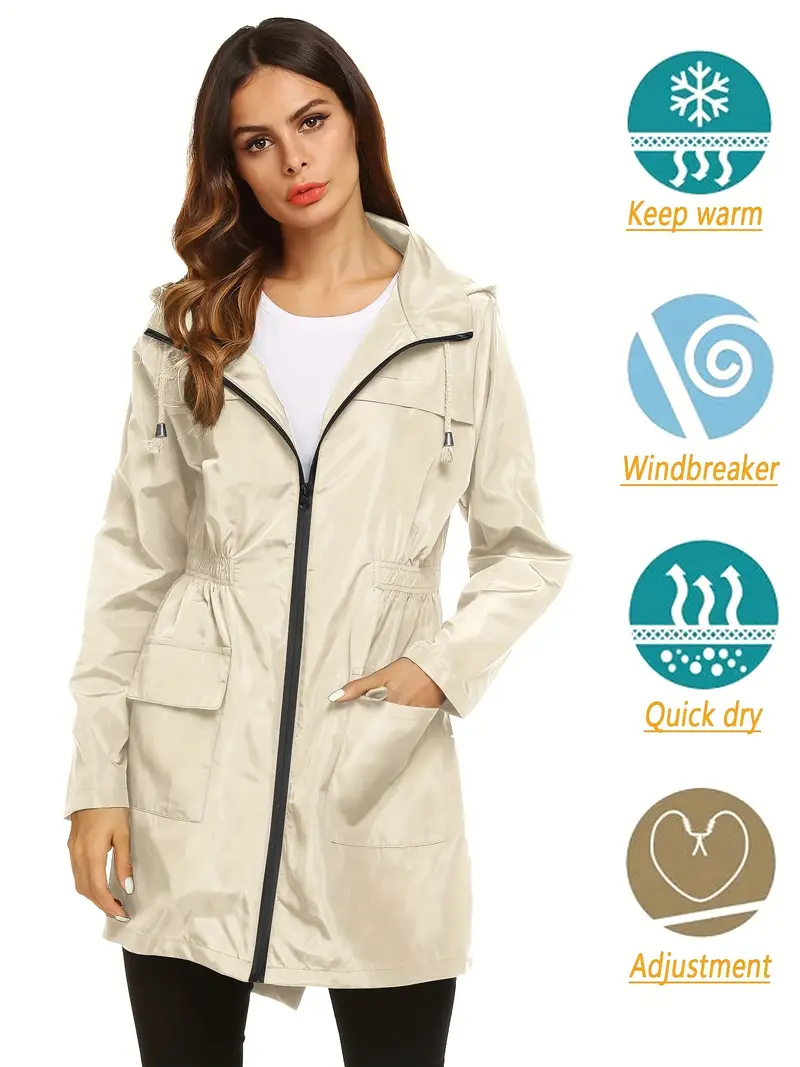 Women High Quality Lightweight Rain Jacket Outdoor Hooded