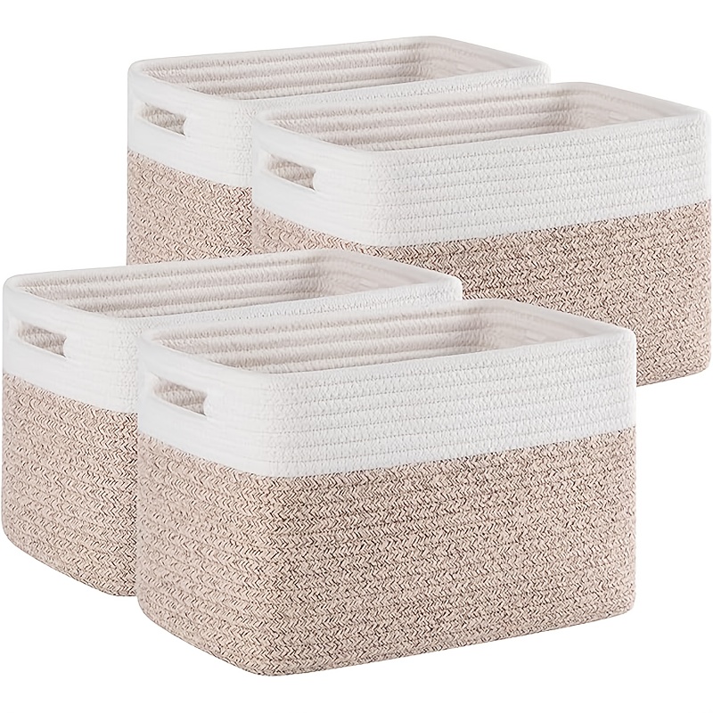 

4 Pack Storage Baskets For Organizing, Woven Baskets For Shelves - Toys, Books, Towels, And Clothes, Gift Basket Bins Toy Storage, 12.7''l X9''w X7.8''h, Under-bed Storage