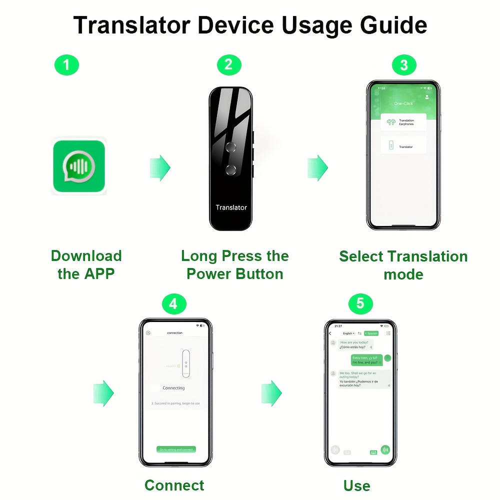 1pc intelligent language translator portable bt translator for travelling learning shopping business Product details 8