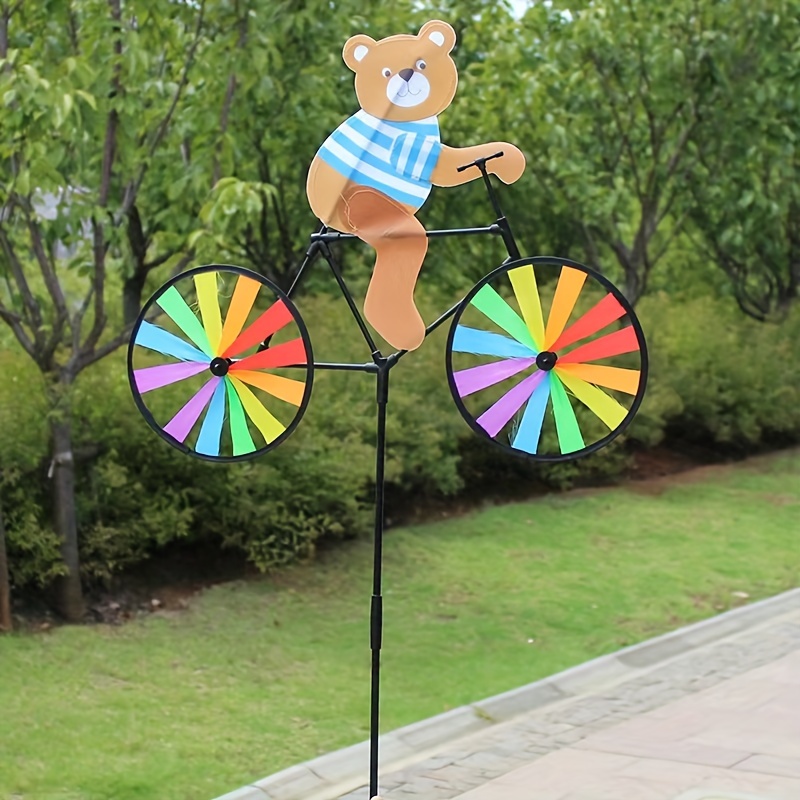 

Charming 3d Bicycle Animal Windmill - Colorful, Traditional Outdoor Decor, No Battery Needed