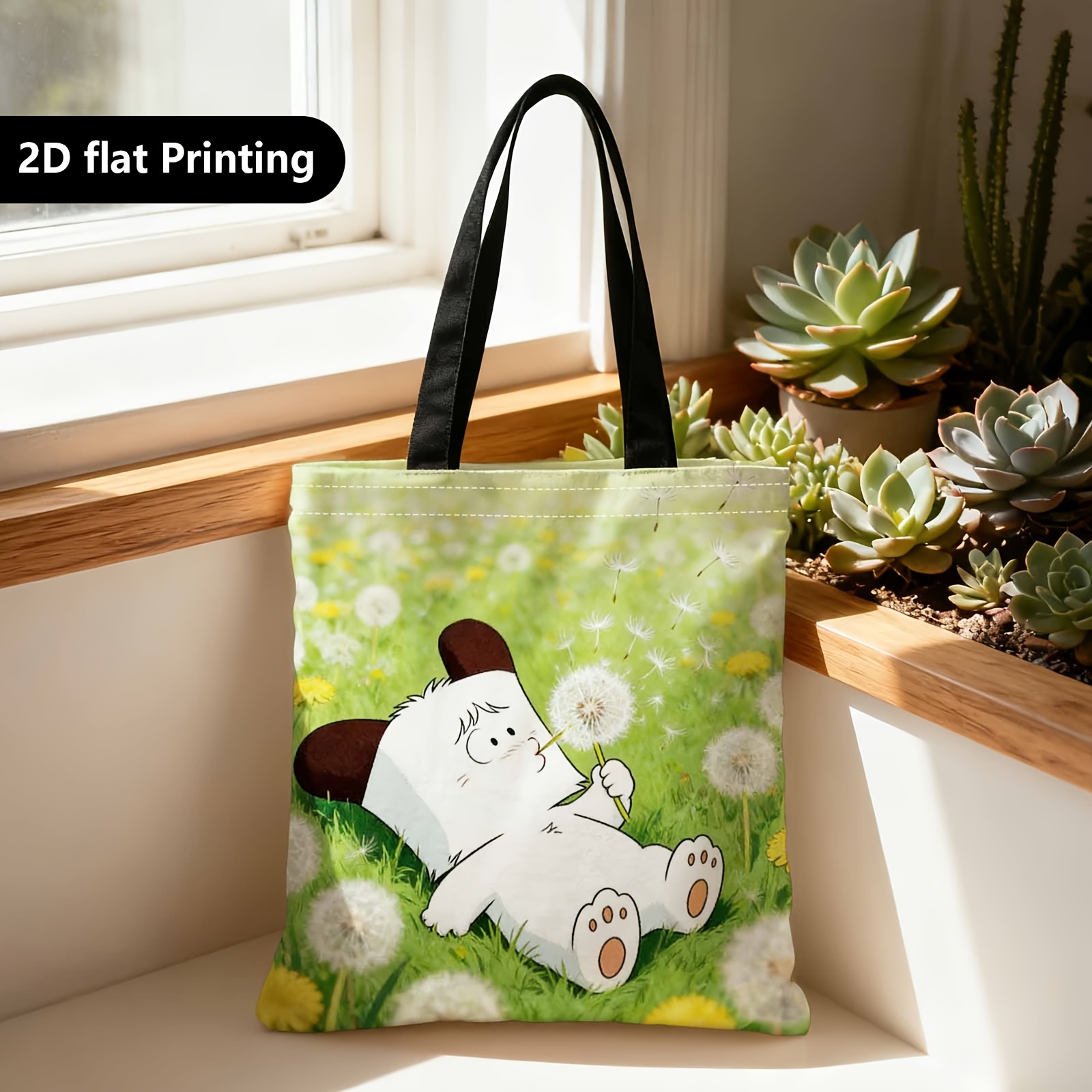 TEMU Borsa Shopper, Borsa Portatile a Spalla e , 2D, Personaggi Animali, di Leone, Verde, per Viaggi, Cosmetici, Borse per Vacanze, Arredamento Casa,