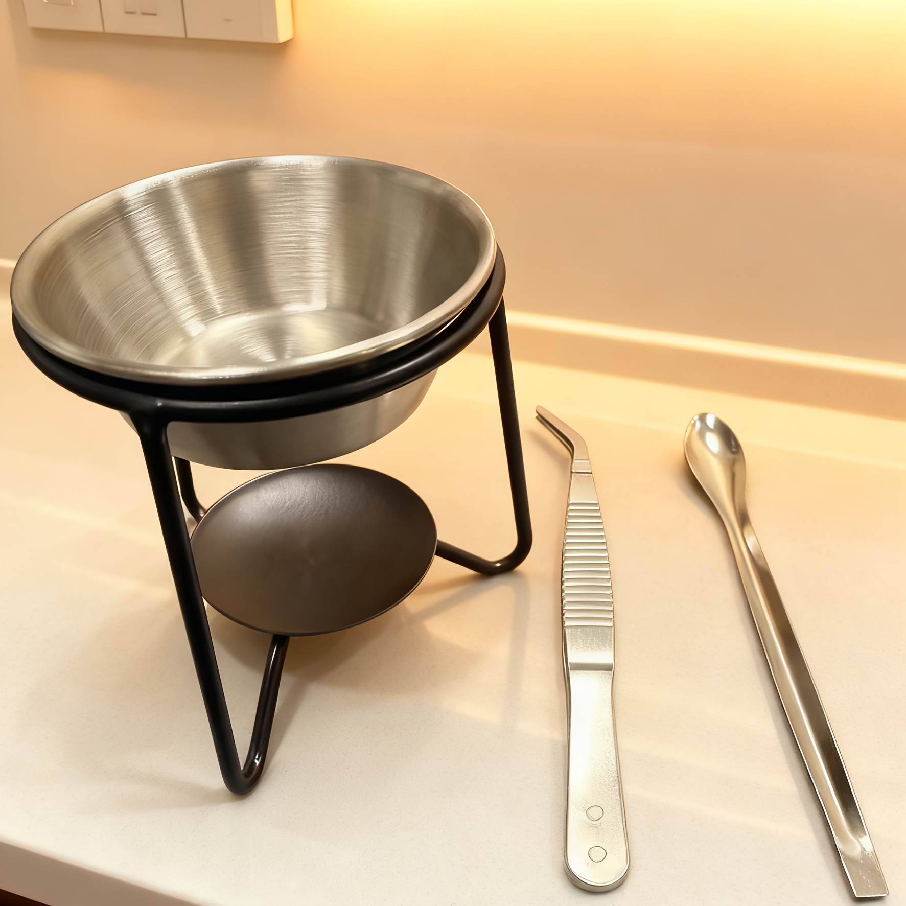 TEMU 1 Set Kerzenrauchergefäß, goldenes und schwarzes tragbares Metall-Räucherwerk- und Sandelholz-Ätherisches-Öl-Diffusor, inklusive Löffel und