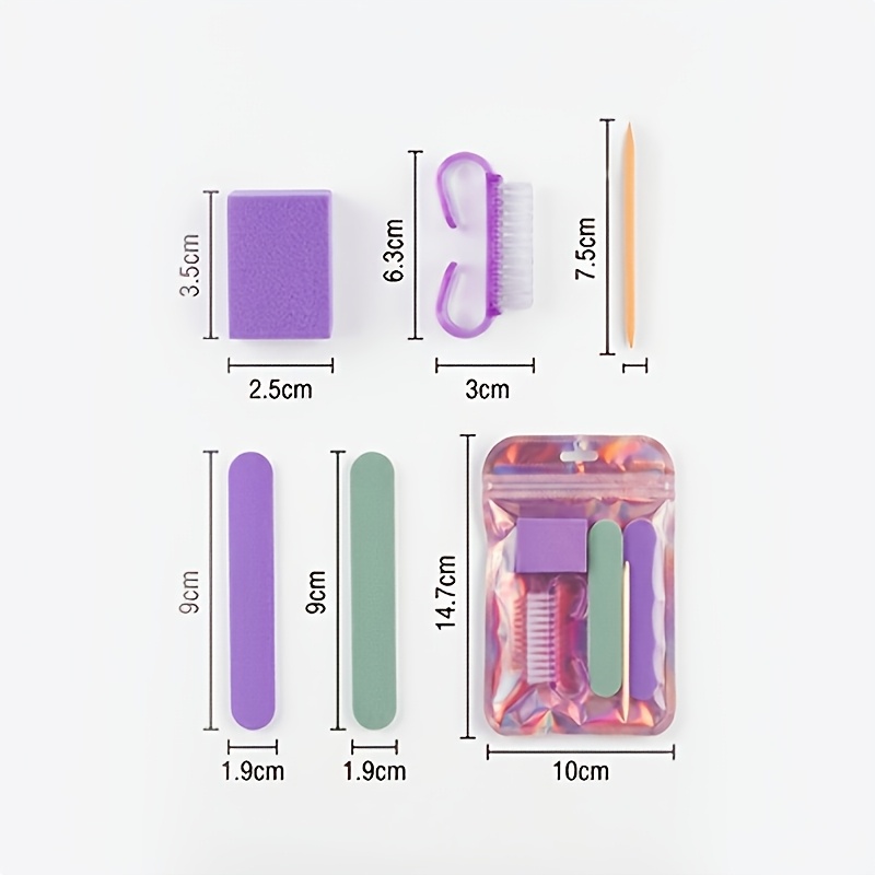 5pcs Nail Art Tool Set, Includes Nail Brush & Files