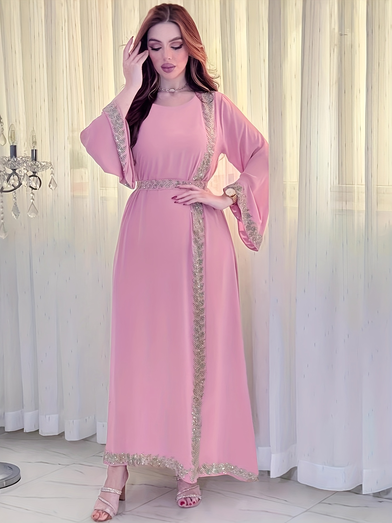 chinese dress ladies Shaded Blue Kaftan Farasha Long Maxi Dress main image 1