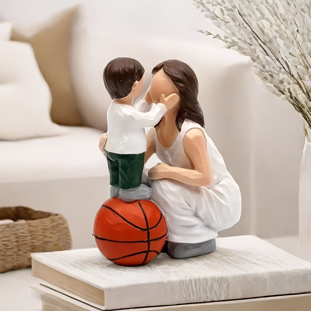 

Resin Mother And Basketball Statue | Love-themed Home Decor For Living Room, Bedroom | Ideal For Weddings, Gifts & Day | No Power Required