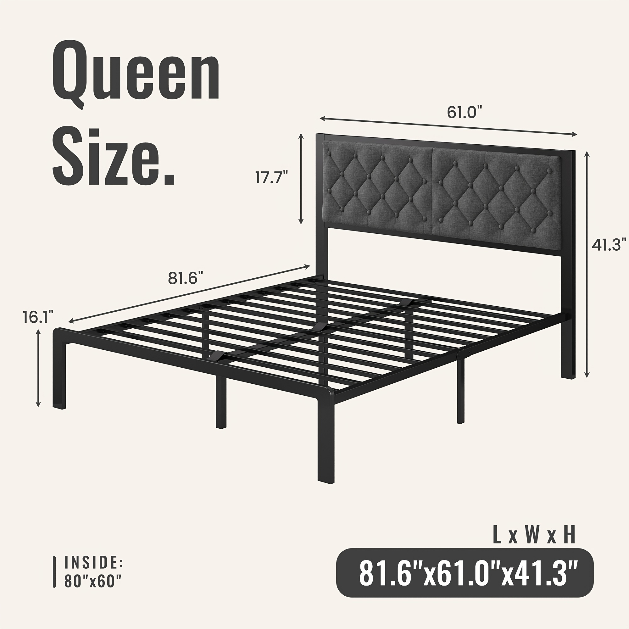bed frame with headboard fabric upholstered bed frame platform all metal slats support platform bed frame with storage space easy assembly     spring needed twin full queen