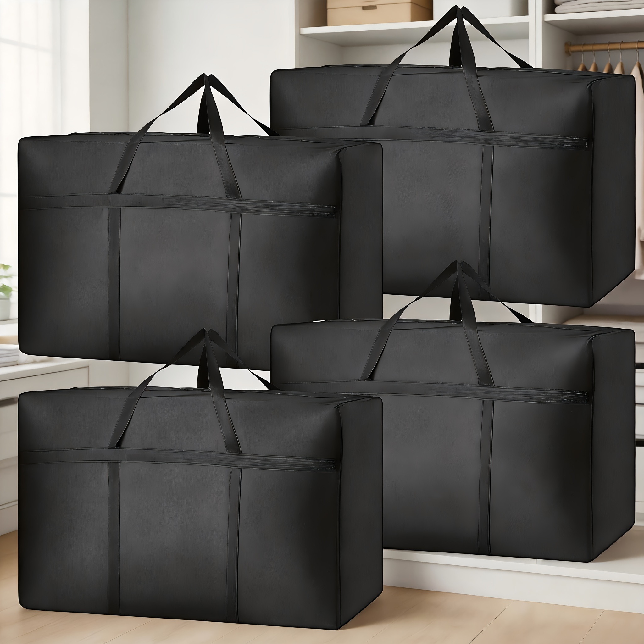Image of 120l Large Capacity Storage Bags, 4-pack, 600d Oxford Cloth Moving Bags, Quilt Storage Bags, Large Capacity Travel Bags, With Zippers And Handles, Suitable For Moving Clothes, Bedding, Etc