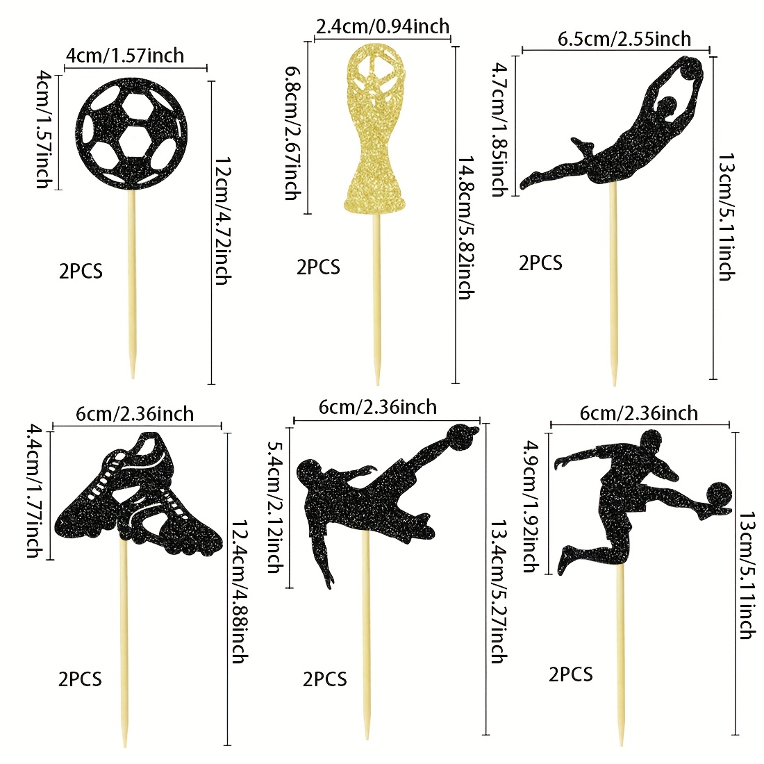 12 Football-themed Cupcake Decorations, Sparkling Football Cake Picks For Birthday Parties, Men's Birthday Party Souvenirs