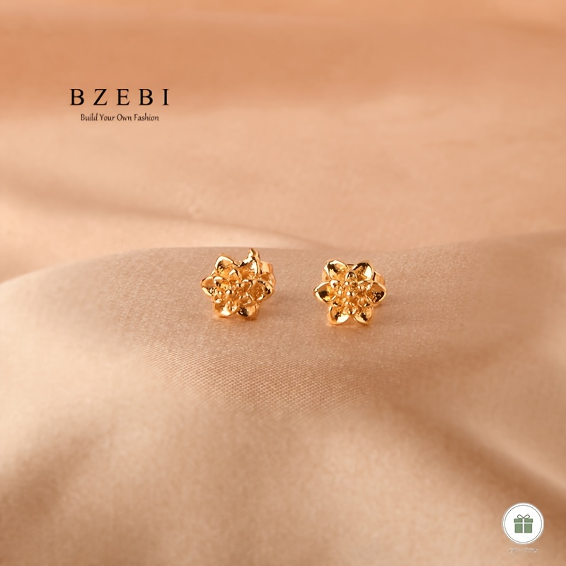 

18k Gold Plated Flower Stud Earrings Middle East Mini Ear Piercing Jewelry Decoration Ramadan Accessory Gifts For Women With Gift Box