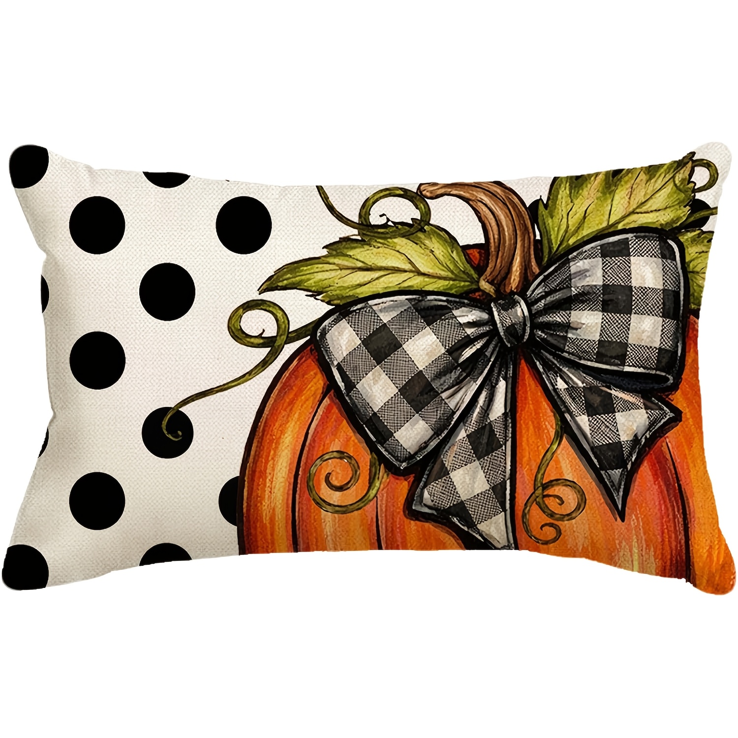 TEMU 1pc,fall Polka Dot Pumpkin Throw Pillow Cover 12x20 Inch, Seasonal Autumn Thanksgiving Harvest Decoration For Home Sofa Couch,fall Home