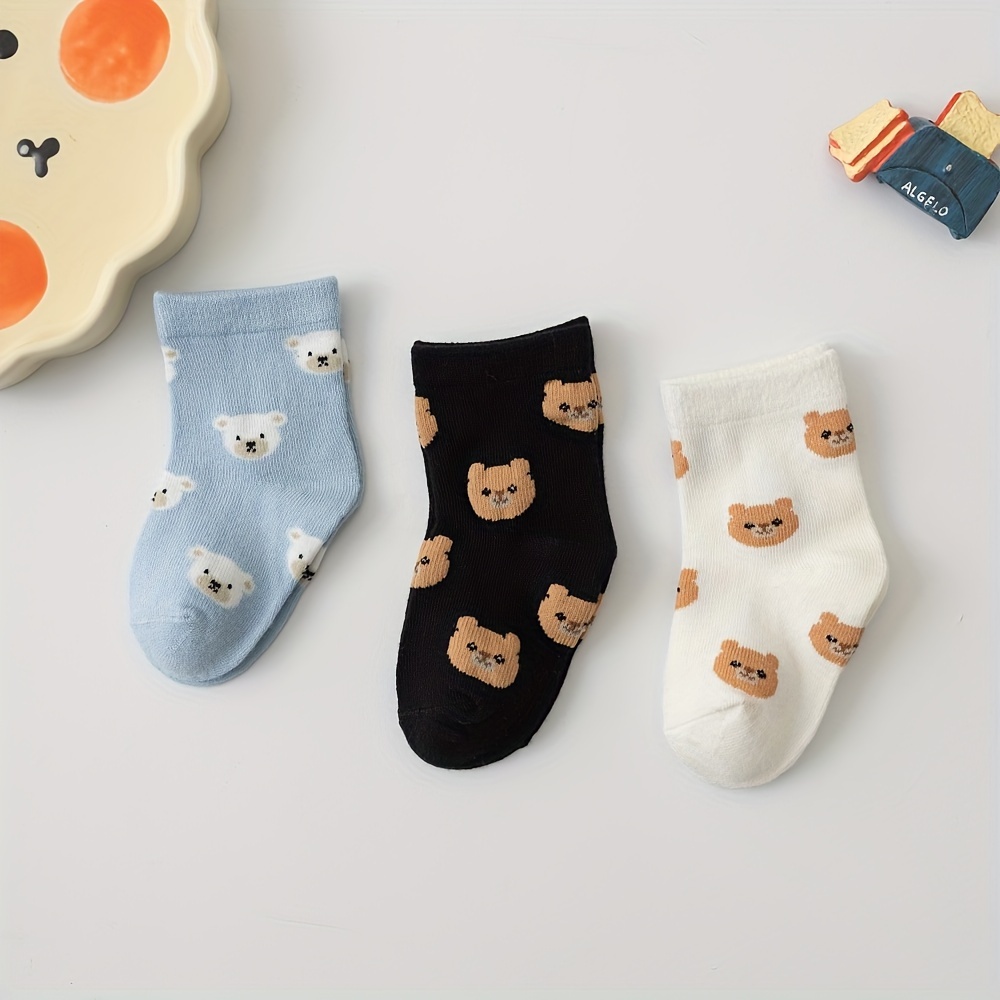 

Infant Cartoon Tube Socks 3-pack, Comfort Knit Fabric, Breathable Cotton 73.6%, Polyester 22.9%, Spandex 3.5%, Machine Washable, Spring/fall Season - Sizes For 0-12 Years Old