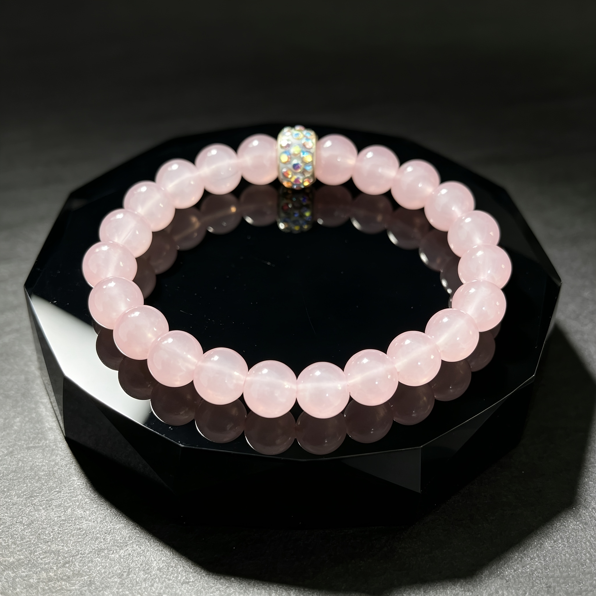 Bohemian Multicolor Moonstone & Pink Beads Couple Bracelet, Gift